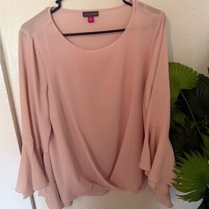 Vince Camuto Blush Pink Ruffle Sleeve Draped Blouse